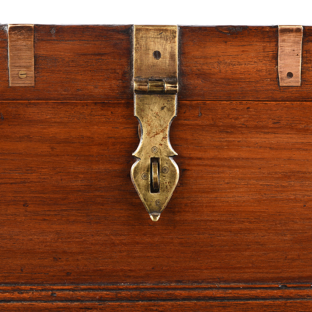 Latch Detail From Antique Brass Bound Teak Jewellery Box From Rajasthan | Indigo Antiques