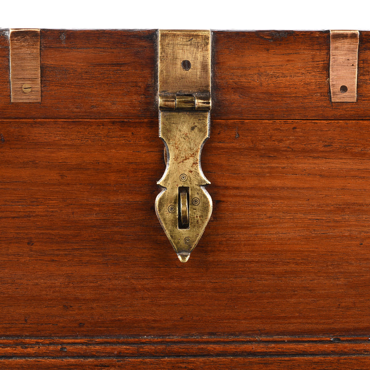 Latch Detail From Antique Brass Bound Teak Jewellery Box From Rajasthan | Indigo Antiques