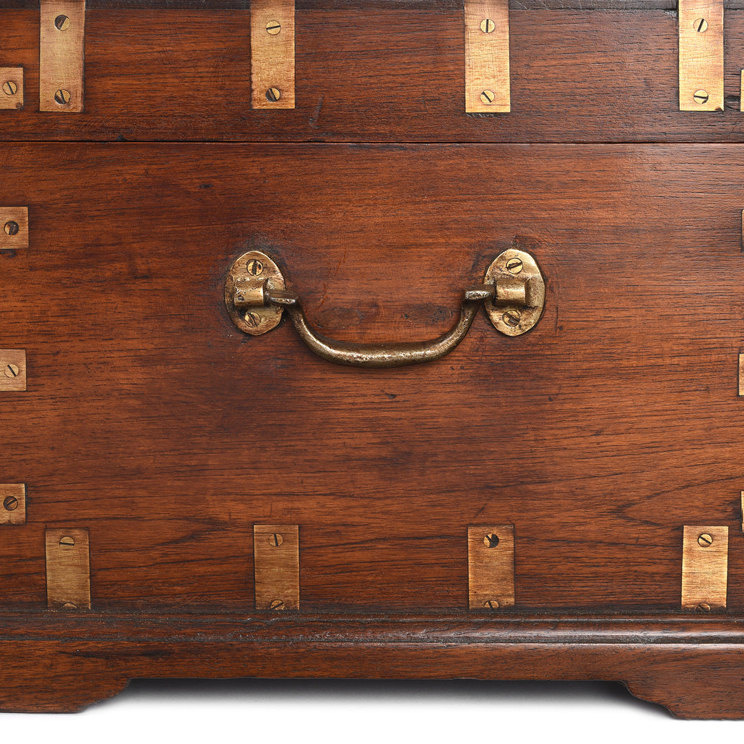 Handle Detail From Antique Brass Bound Teak Jewellery Box From Rajasthan | Indigo Antiques