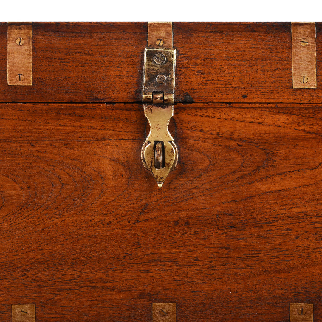 Latch Detail From Antique Brass Bound Teak Jewellery Box From Rajasthan | Indigo Antiques