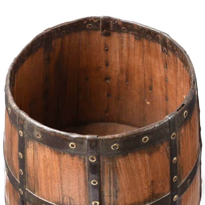 Antique Iron Bound Teak Grain Measure From Rajasthan | Indigo Antiques