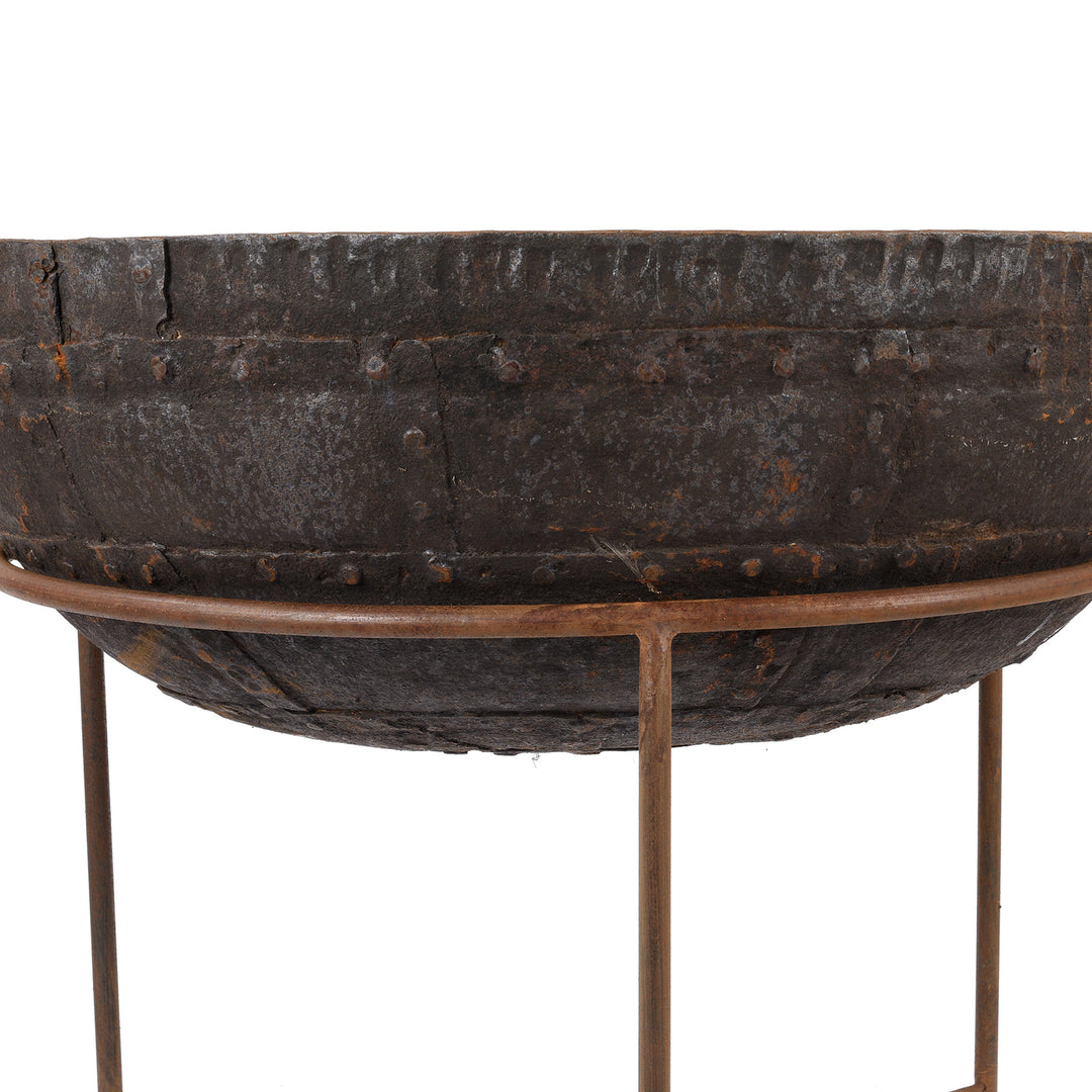Detail From Old Indian Original Kadai Fire Bowl - 86cm diameter | Indigo Antiques