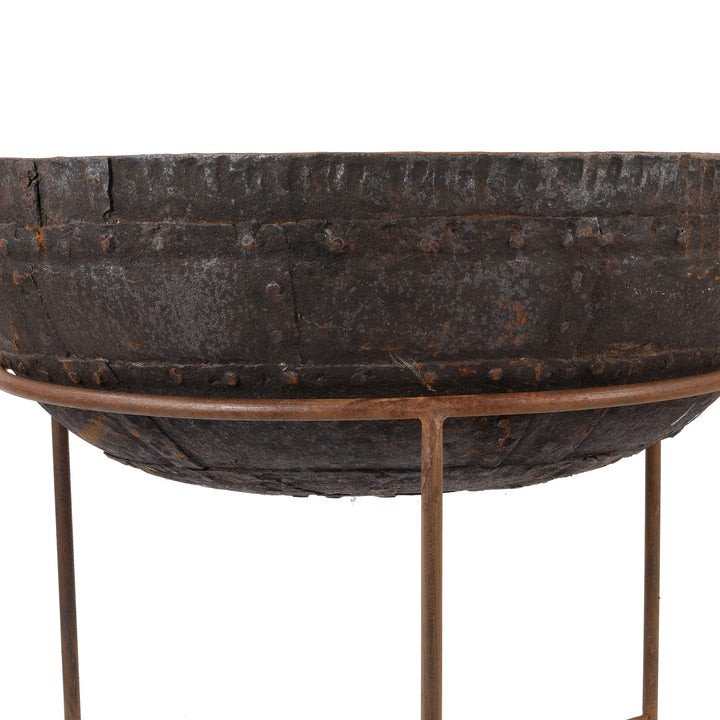 Detail From Old Indian Original Kadai Fire Bowl - 86cm diameter | Indigo Antiques
