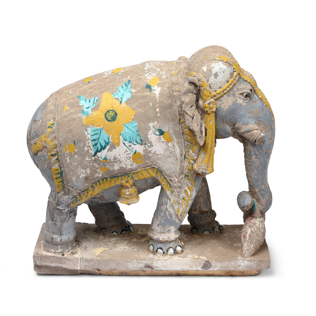 Option 1 Antique Painted Stone Elephants From Kutch - Late 19th Century | Indigo Antiques