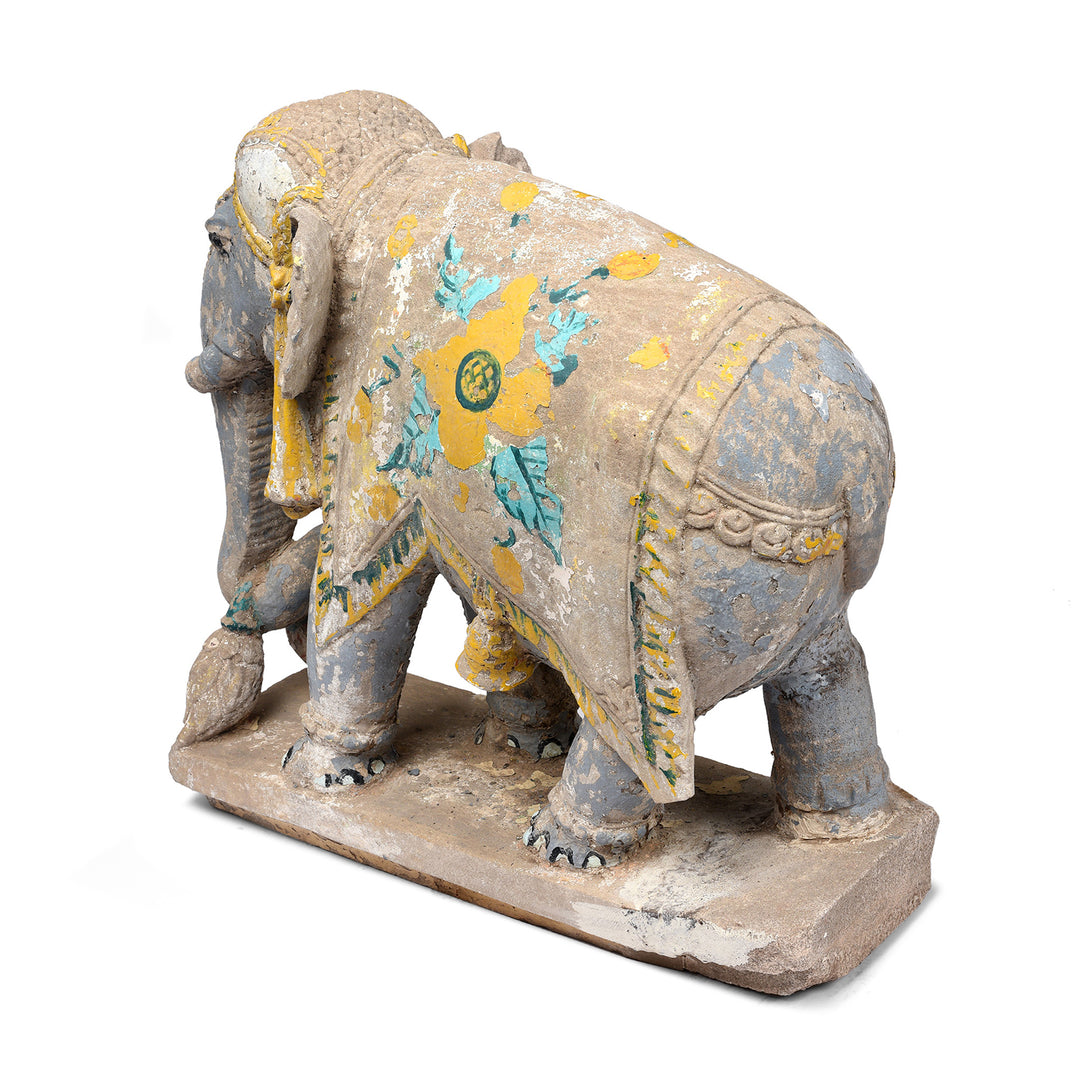 Option 1 Antique Painted Stone Elephants From Kutch - Late 19th Century | Indigo Antiques
