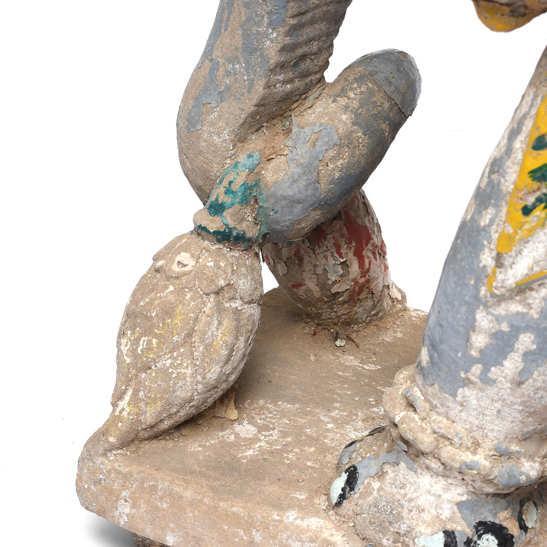 Trunk Detail From Option 1 Antique Painted Stone Elephants From Kutch - Late 19th Century | Indigo Antiques