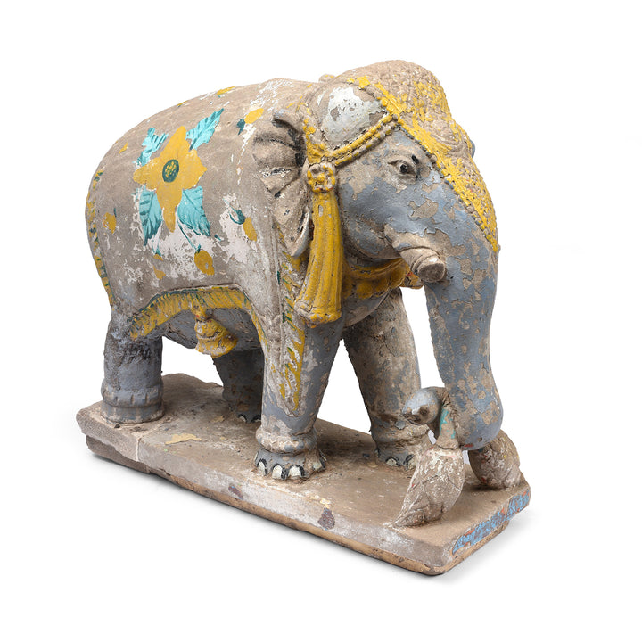 Option 1 Antique Painted Stone Elephants From Kutch - Late 19th Century | Indigo Antiques