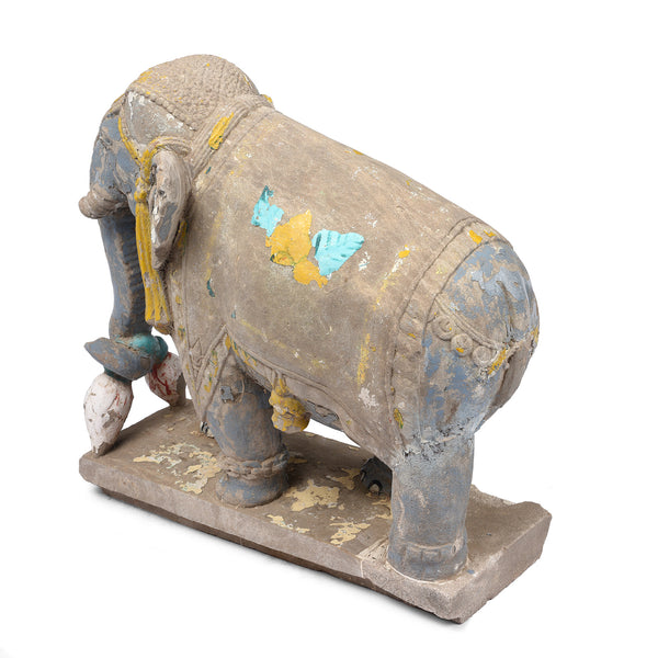 Painted Stone Elephant Statues From Kutch - Late 19th Century