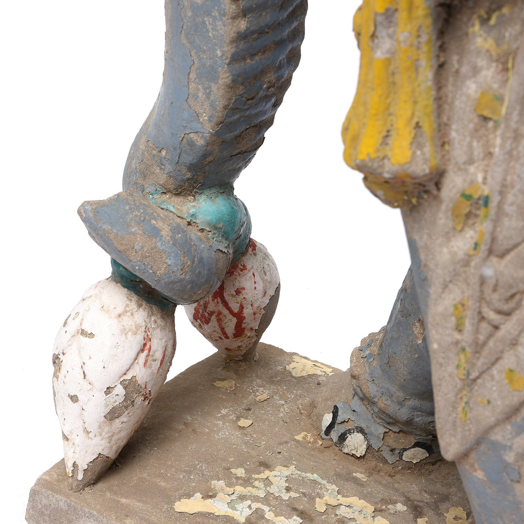 Trunk Detail From Option 2 Antique Painted Stone Elephants From Kutch - Late 19th Century | Indigo Antiques