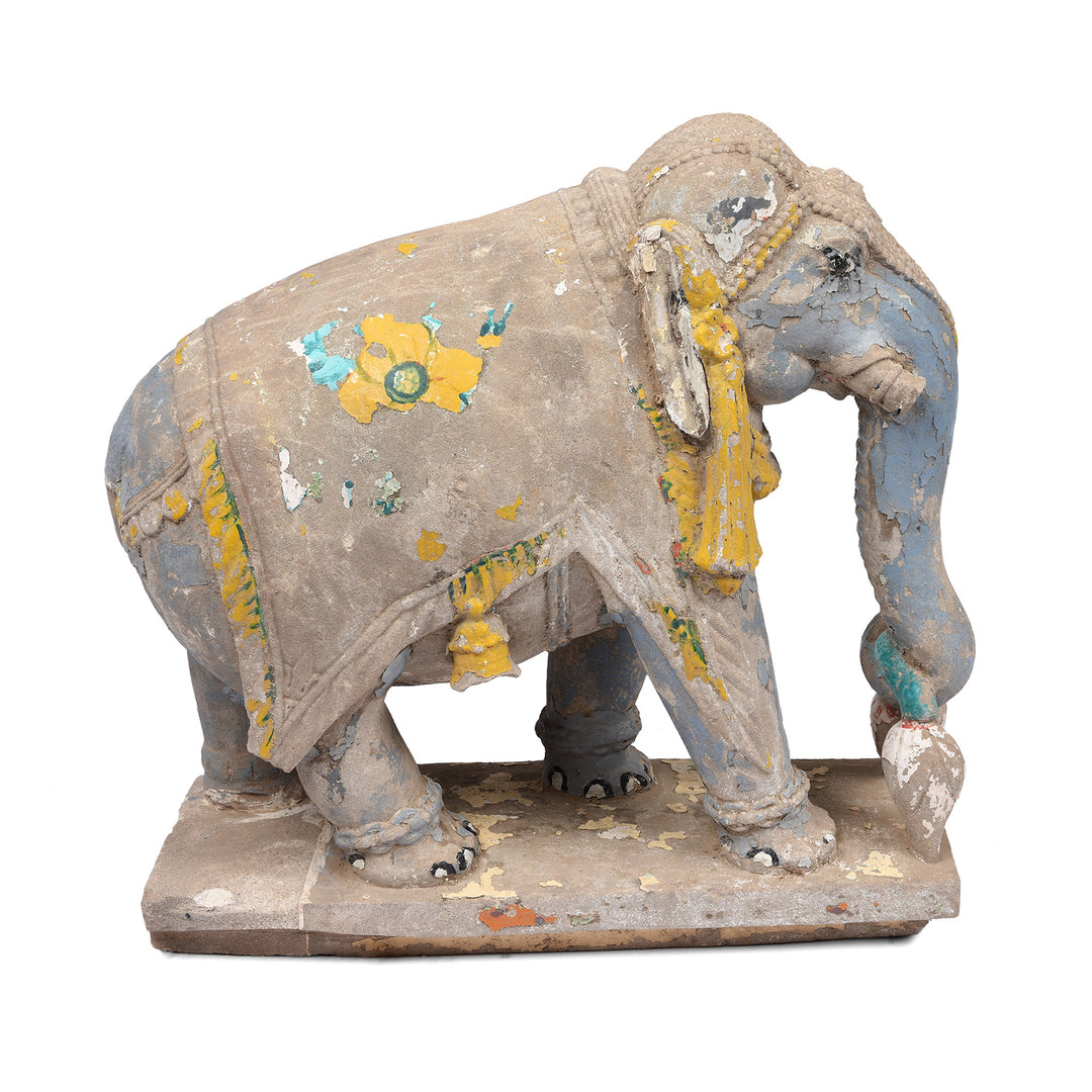 Option 2 Antique Painted Stone Elephants From Kutch - Late 19th Century | Indigo Antiques