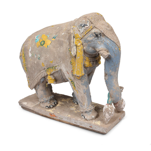Painted Stone Elephant Statues From Kutch - Late 19th Century
