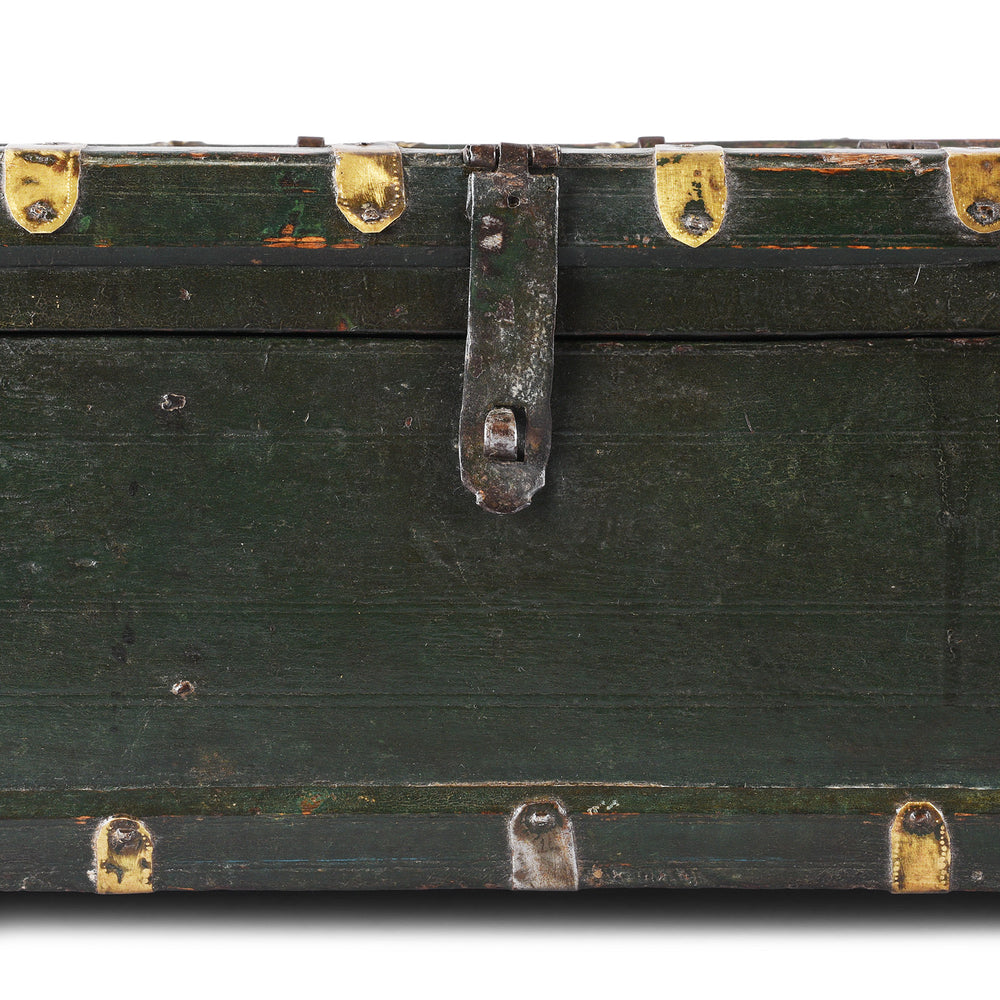 Latch Detail From Antique Brass Bound Roheda Merchants Box From Bikaner  | Indigo Antiques