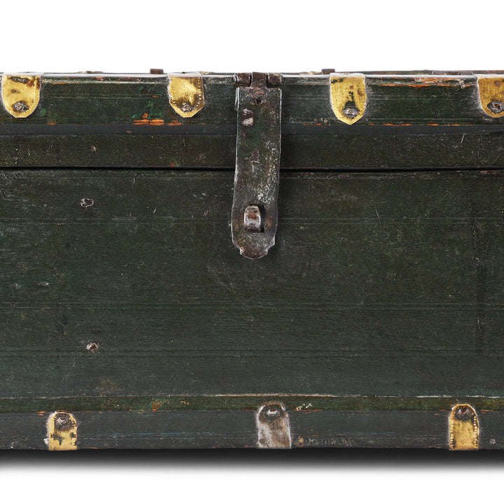 Latch Detail From Antique Brass Bound Roheda Merchants Box From Bikaner  | Indigo Antiques