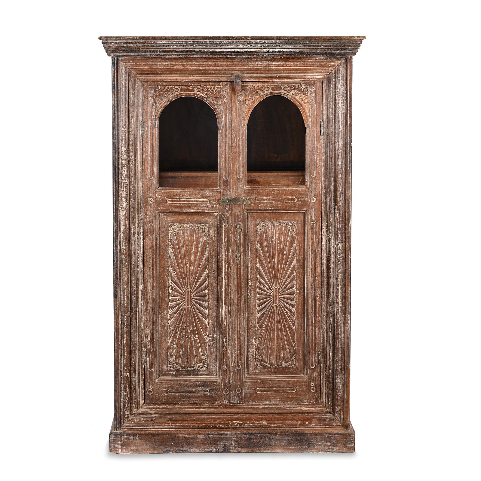 Antique Teak Almirah Cabinet With Sunburst Panels | Indigo Antiques