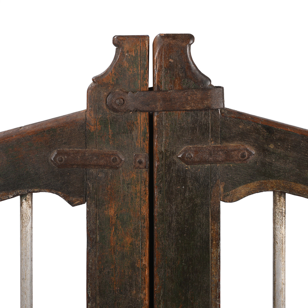 Latch Detail From Antique Painted Teak Dog Gate From Gujarat - 19th Century | Indigo Antiques
