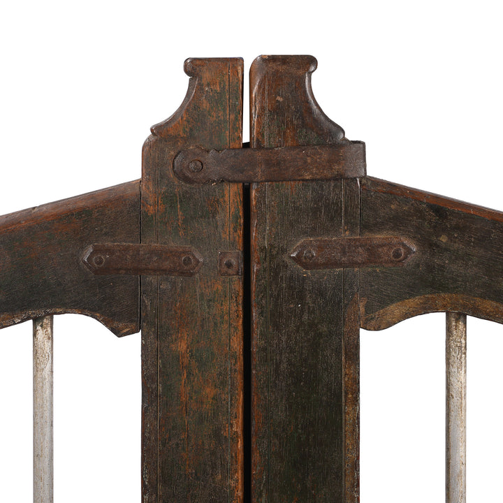 Latch Detail From Antique Painted Teak Dog Gate From Gujarat - 19th Century | Indigo Antiques