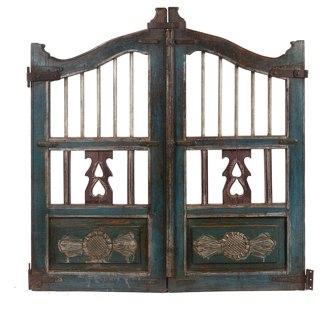 Antique Painted Teak Dog Gate From Gujarat - 19th Century | Indigo Antiques