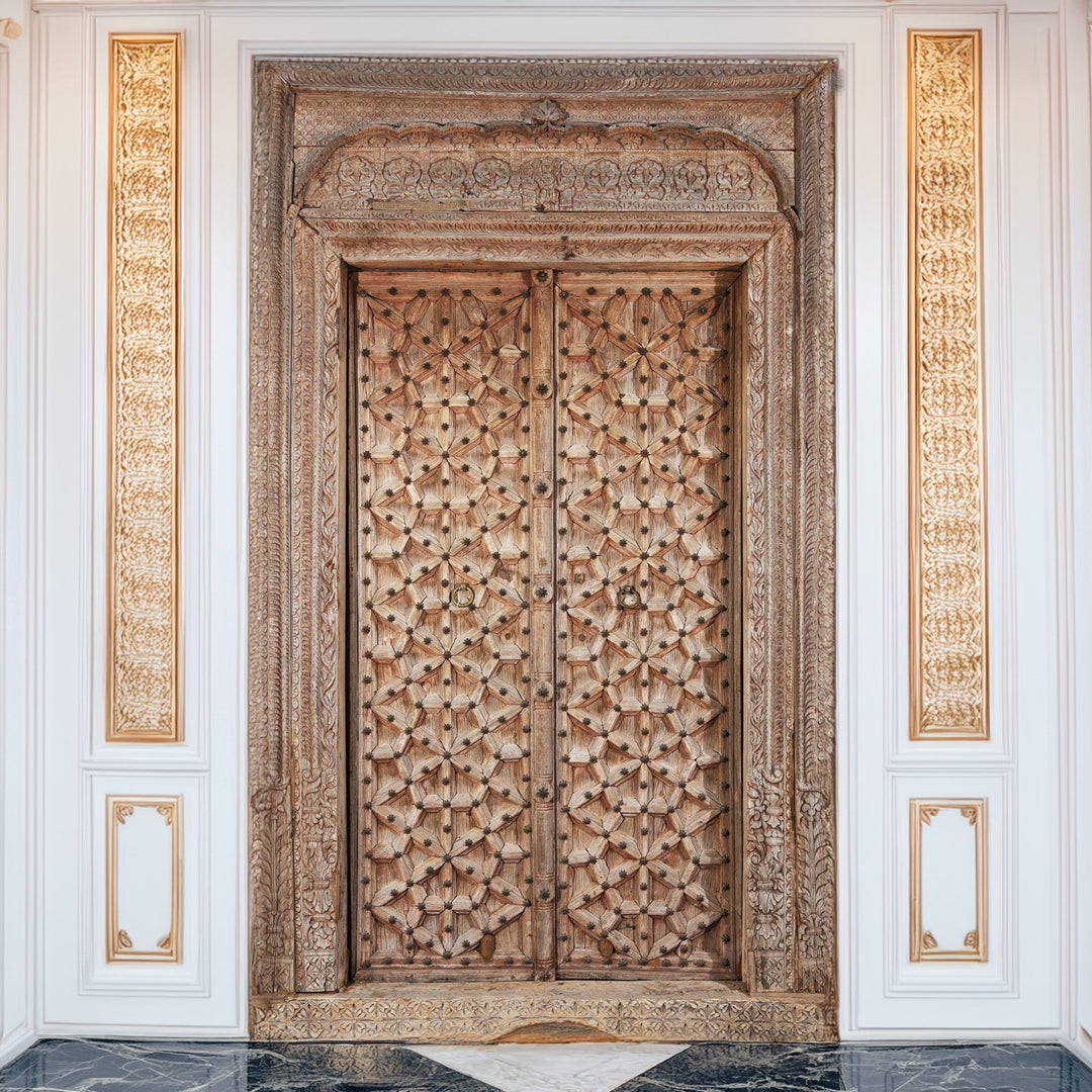Antique Large Carved Indian Door  | INDIGO ANTIQUES