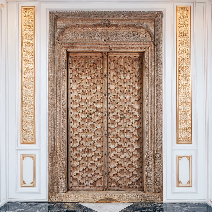 Antique Large Carved Indian Door  | INDIGO ANTIQUES