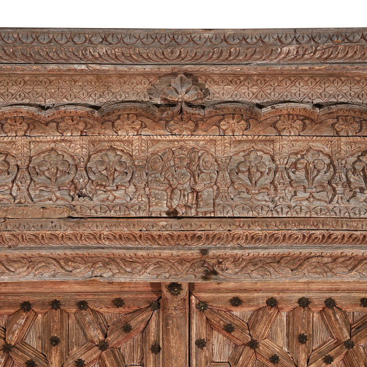 Carving Detail From Antique Large Carved Indian Door  | INDIGO ANTIQUES
