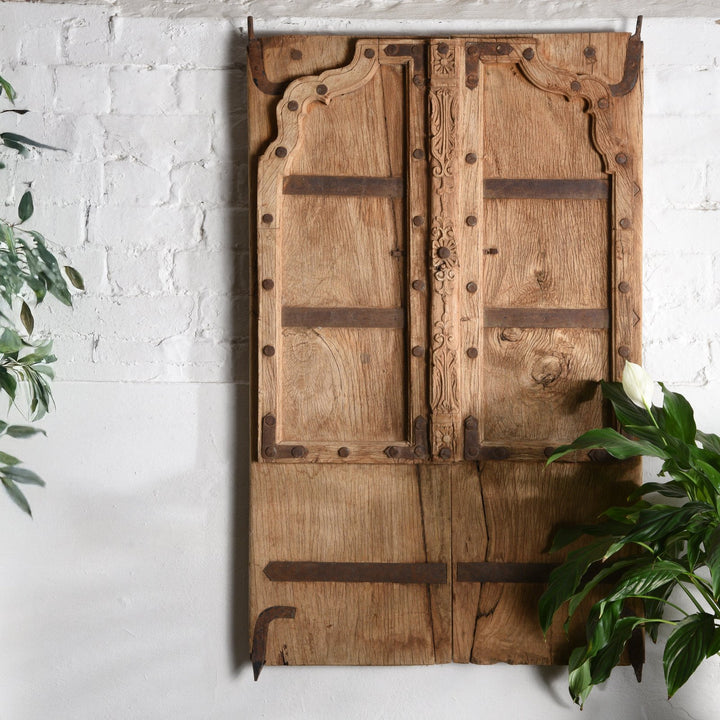 Antique Bleached Roheda Window Shutter From Bikaner | Indigo 