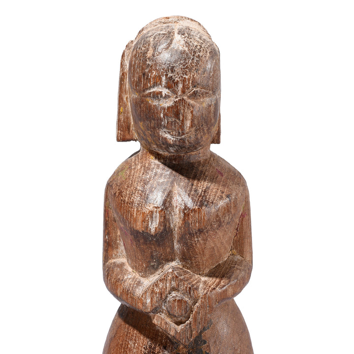 Face Detail From Antique Carved Gangaur Figure From Banswara Tribal Region | Indigo Antiques