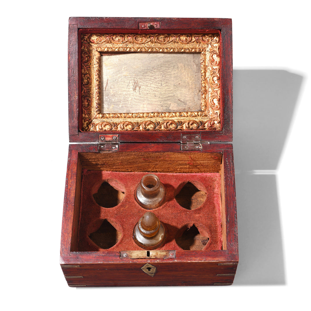 Interior Of Antique Rosewood Scent Bottle Box From Lucknow - 19th Century | Indigo Antiques