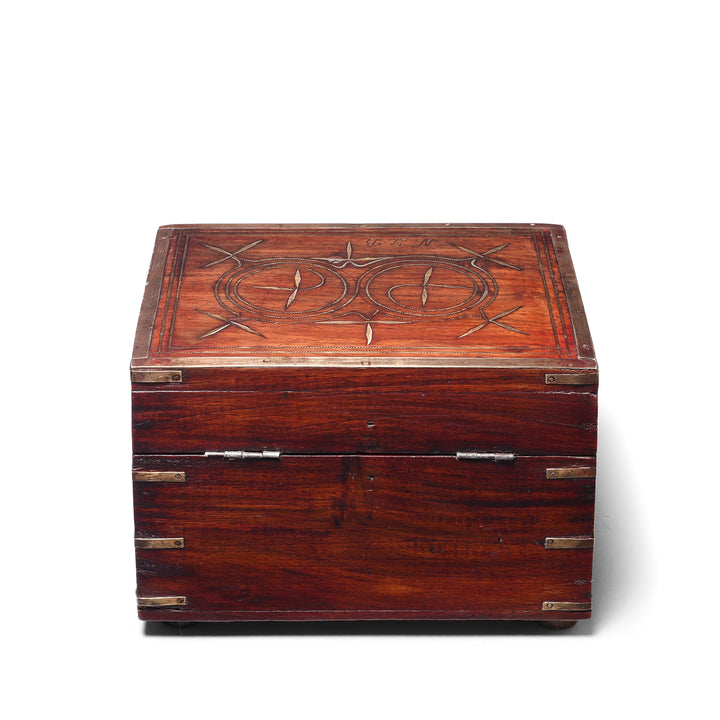 Back Of Antique Rosewood Scent Bottle Box From Lucknow - 19th Century | Indigo Antiques