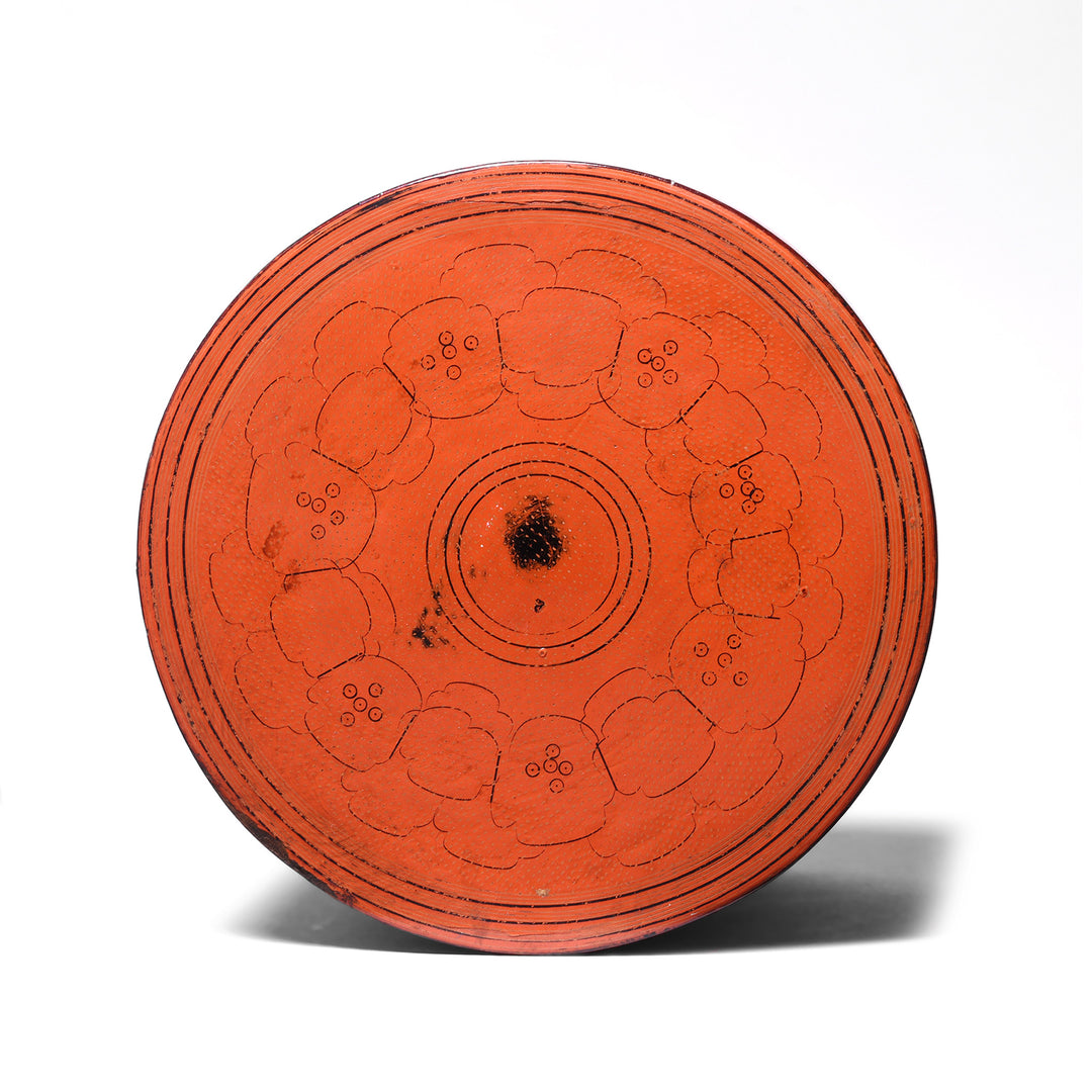 Top Detail From Antique Burmese Red Lacquer Tiffin Or Betel Box | Indigo Antiques