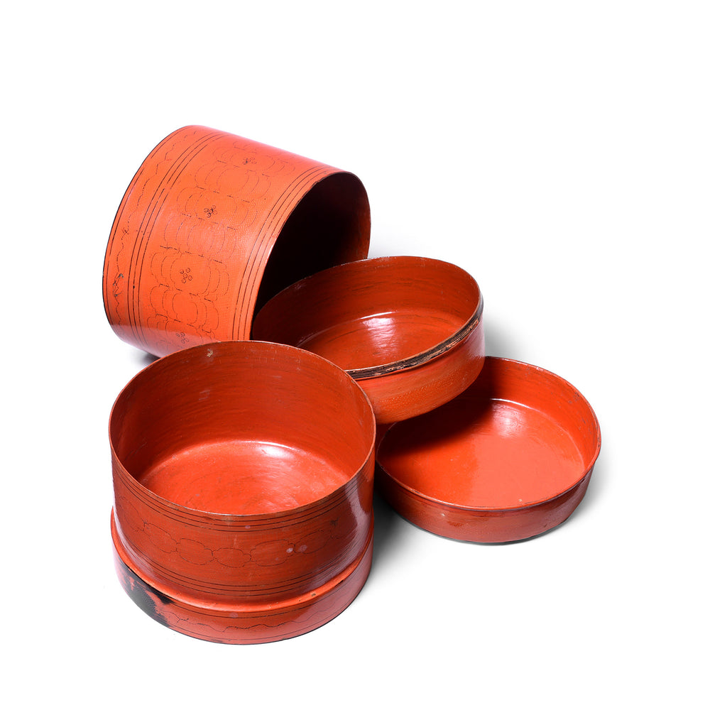 Antique Burmese Red Lacquer Tiffin Or Betel Box | Indigo Antiques