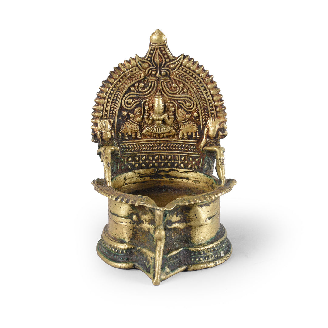 Antique Bronze Deepa Lakshmi Lamp From Tamil Nadu | INDIGO ANTIQUES