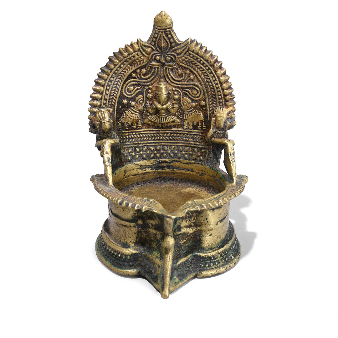 Antique Bronze Deepa Lakshmi Lamp From Tamil Nadu | INDIGO ANTIQUES