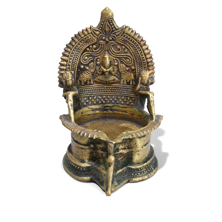 Antique Bronze Deepa Lakshmi Lamp From Tamil Nadu | INDIGO ANTIQUES