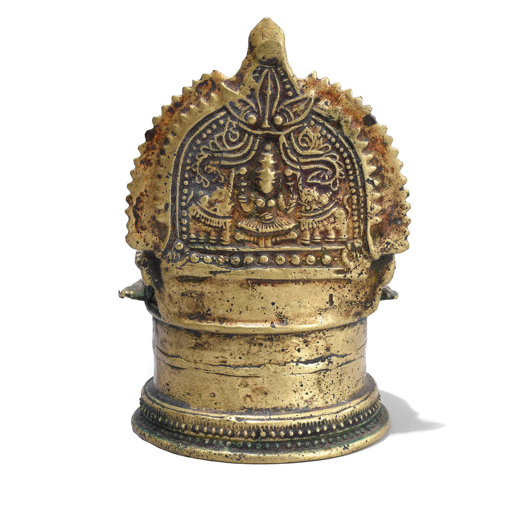 Back Of Antique Bronze Deepa Lakshmi Lamp From Tamil Nadu | INDIGO ANTIQUES