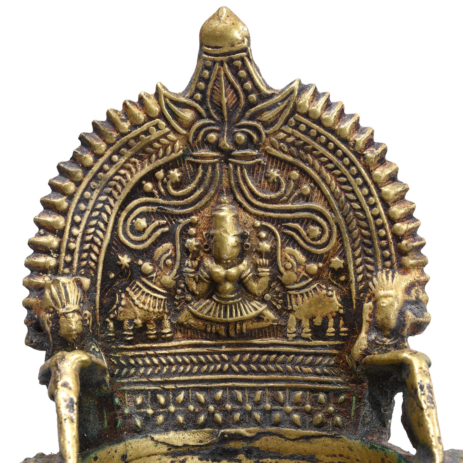 Detail From Antique Bronze Deepa Lakshmi Lamp From Tamil Nadu | INDIGO ANTIQUES