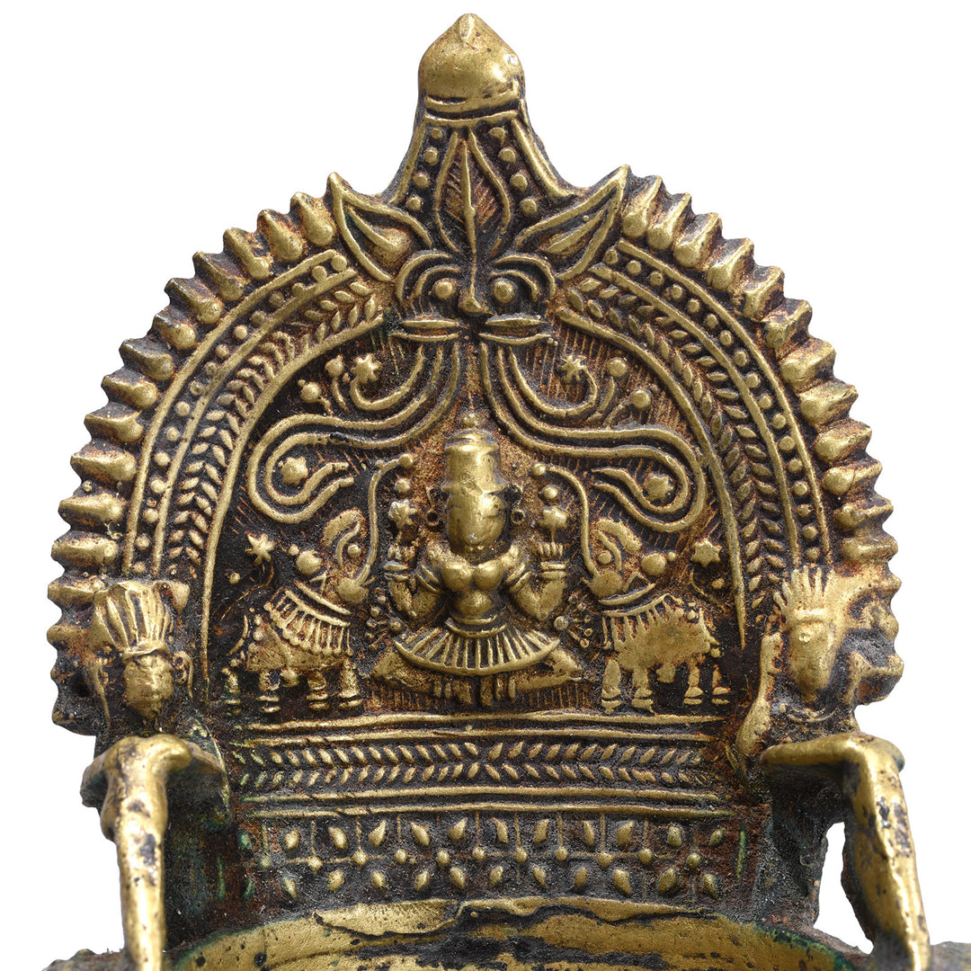 Detail From Antique Bronze Deepa Lakshmi Lamp From Tamil Nadu | INDIGO ANTIQUES