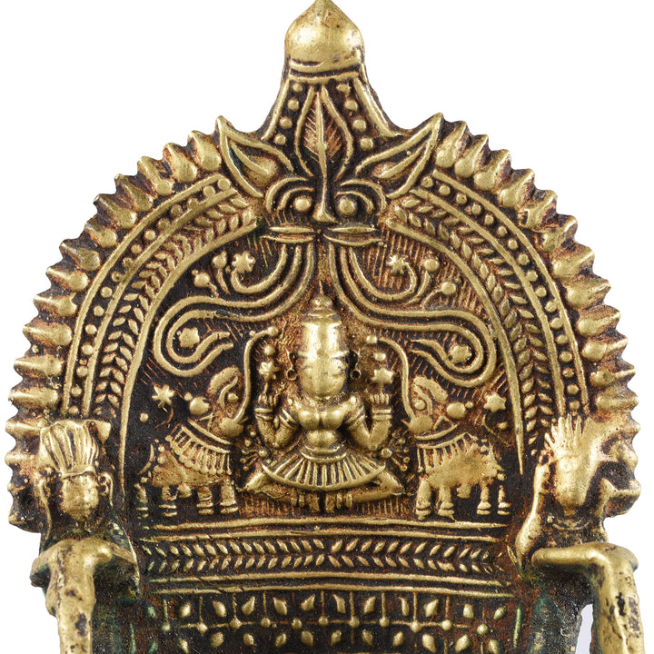 Carving Detail From Antique Bronze Deepa Lakshmi Lamp From Tamil Nadu | INDIGO ANTIQUES
