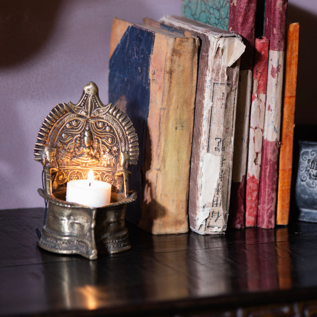 Antique Bronze Deepa Lakshmi Lamp From Tamil Nadu | INDIGO ANTIQUES