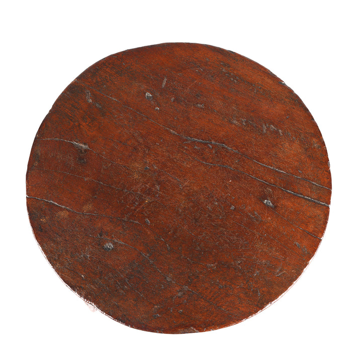 Top Down View Of Old Wood Stool From Himachal Pradesh  | Indigo Antiques