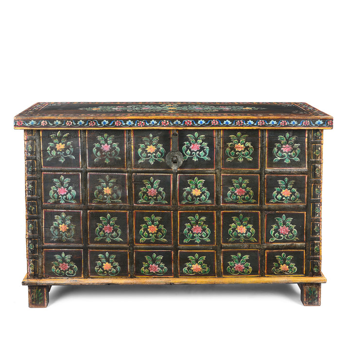 Vintage Indian Painted Pithara Console Chest | Indigo Antiques