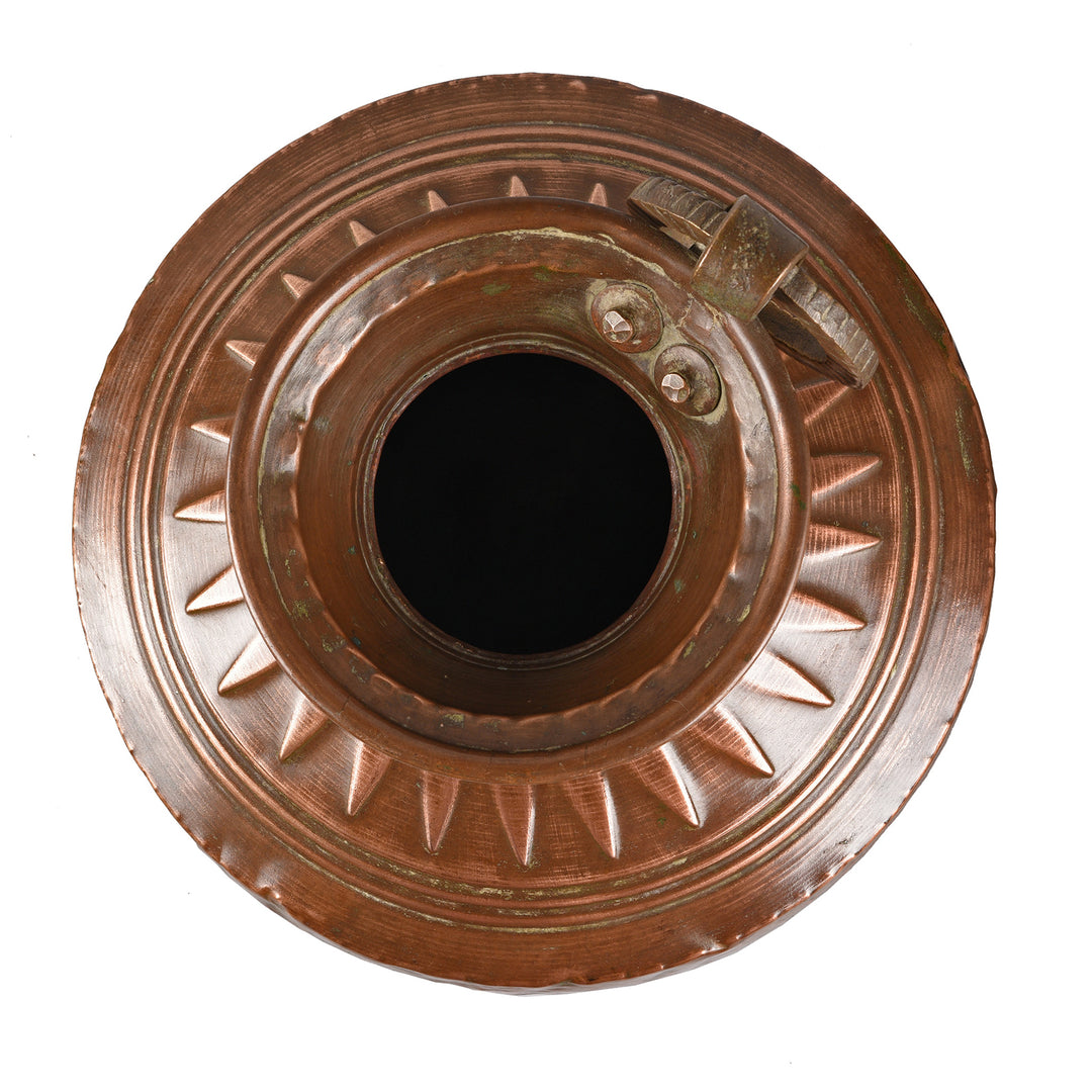 Top Down View Of Copper Water Pot From Nepal | Indigo Antiques