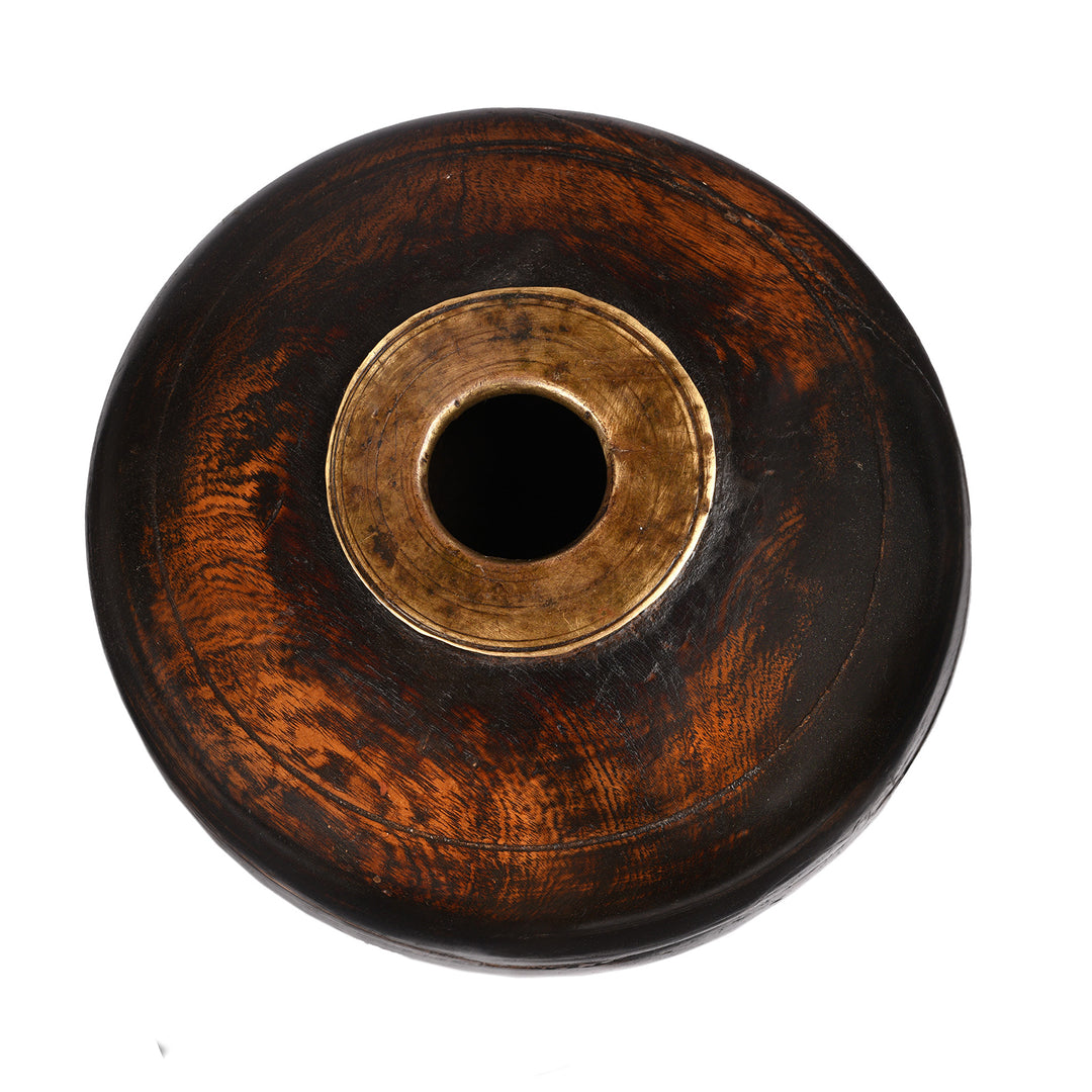 Top Down View Of Antique Carved Teak Opium Container From Rajasthan | Indigo Antiques