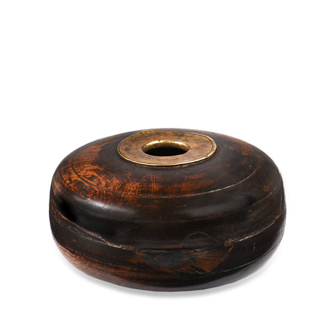 Carved Teak Opium Container From Rajasthan - Ca 1910