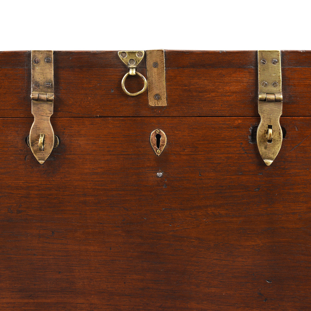 Latches Detail From Antique Brass Bound Teak Military Chest From Burma - 19th Century | Indigo Antiques