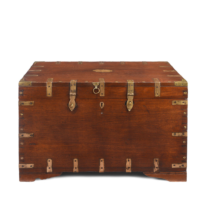 Antique Brass Bound Teak Military Chest From Burma - 19th Century | Indigo Antiques