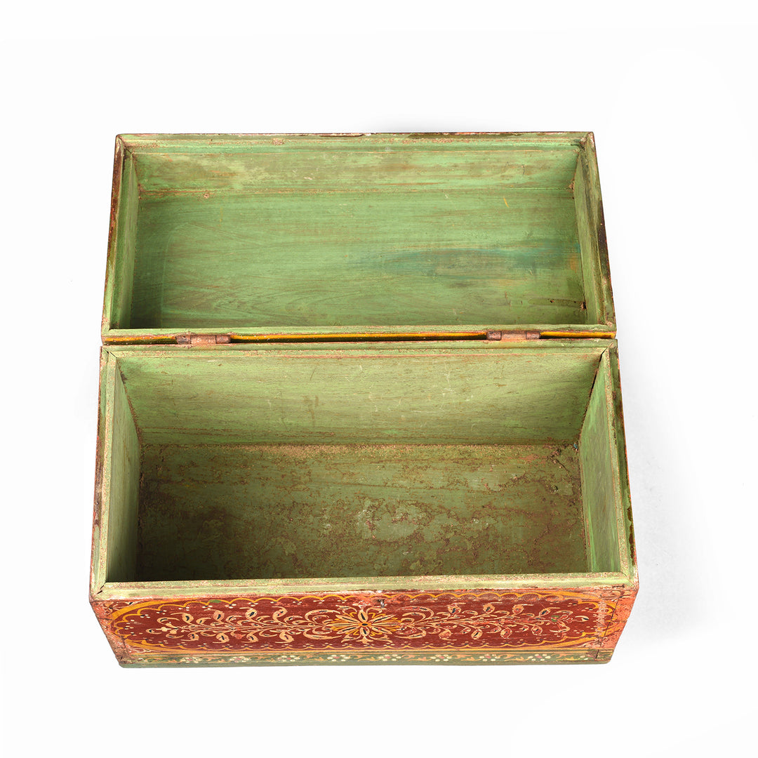 Interior Of Antique Painted Teak Jain Prayer Book Box From Gujarat - 19th Century | Indigo Antiques