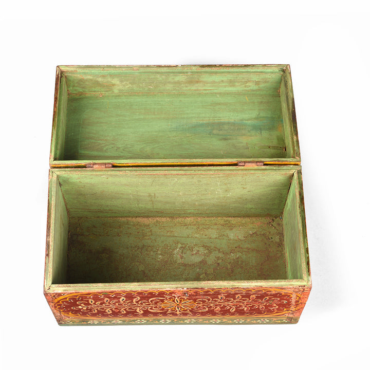 Interior Of Antique Painted Teak Jain Prayer Book Box From Gujarat - 19th Century | Indigo Antiques