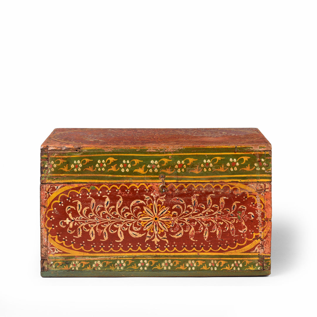 Antique Painted Teak Jain Prayer Book Box From Gujarat - 19th Century | Indigo Antiques