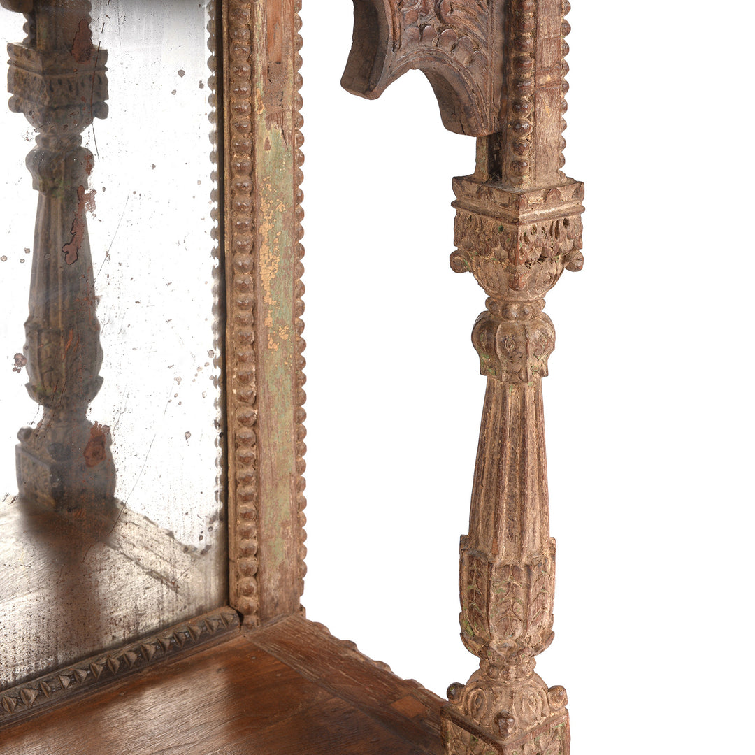 Detail From Antique Teak House Shrine Mirror From Kutch | Indigo Antiques