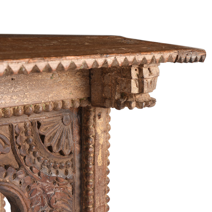 Corner Detail From Antique Teak House Shrine Mirror From Kutch | Indigo Antiques